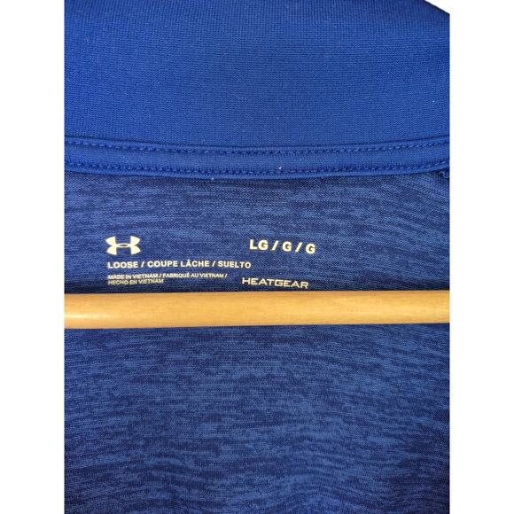 Under Armour Heat Gear Pullover 1/4 zip Mens Large Blue Long Sleeve Wicking - Picture 3 of 4